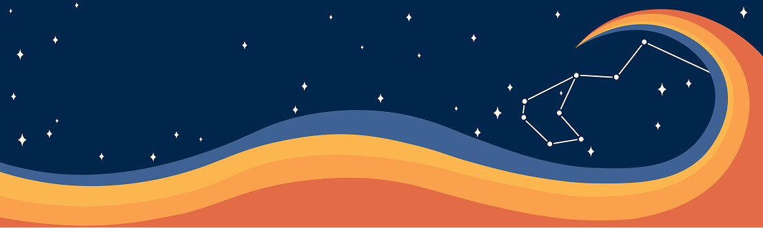 Constellation and swirling colours graphic banner